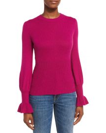 Ribbed Ruffle-Cuff Sweater at Neiman Marcus